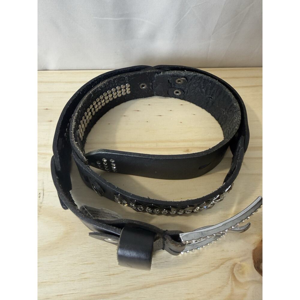 Daytrip Belt Black Genuine Leather Women’s M Rhinestones & Studded Bling - Picture 4 of 13